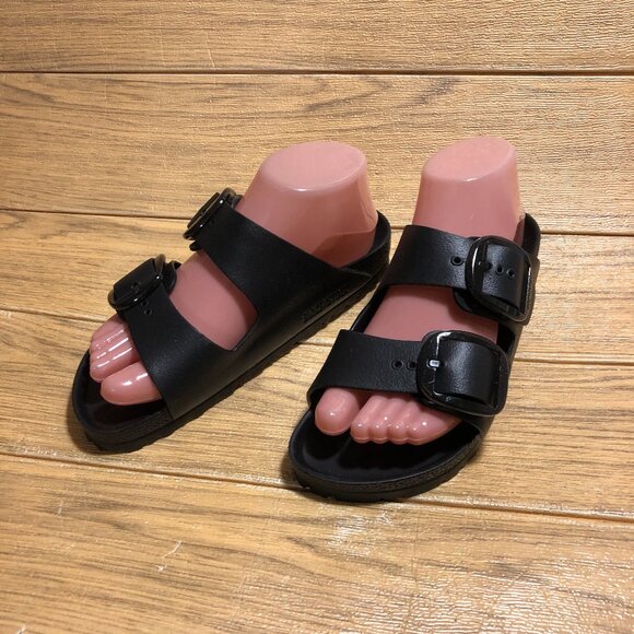 Birkenstock women black slippers, adjustable strap, 6 - Picture 1 of 10